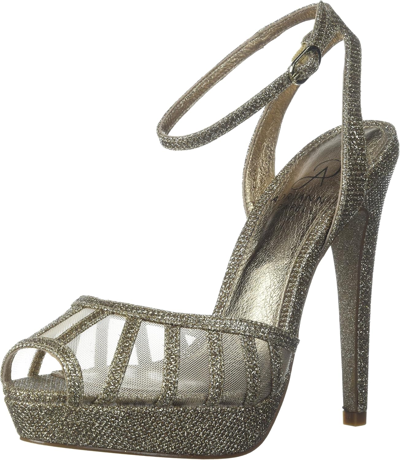 Adrianna Papell Saida Heels Sandals Net Sz 9.5 Silver Open Toe New In Box
